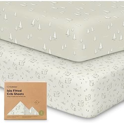 2-Pack Crib Sheets for Boys,Girls - Viscose Derived from Bamboo Fitted Crib Sheet, Organic Baby Crib Sheets, Crib Mattress Sheet, Toddler Bed Sheets, Baby Sheets for Crib Fitted Sheets (Pine Grove)
