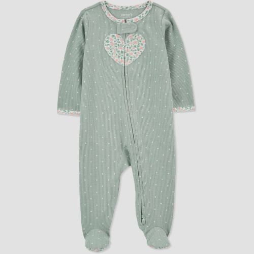 Carter's Just One You®️ Baby Girls' Heart Footed Pajama - Green, Size: Newborn