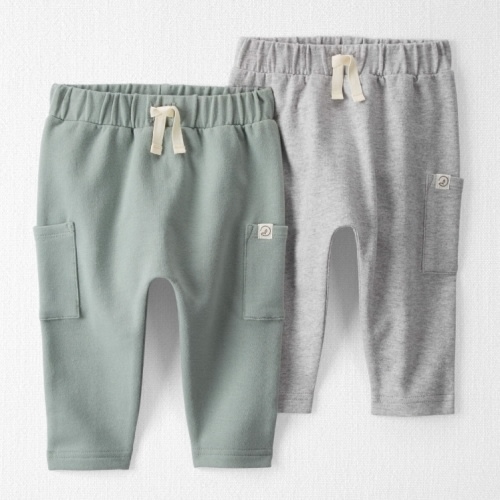 Sage Pond, Heather Grey Baby 2-Pack Organic Cotton Pants in Sage Pond & Heather Grey | carters.com