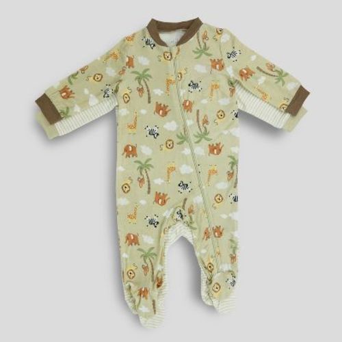 Milkberry Soft Rayon Of Bamboo Footed Coverall 3 Peice Full Body Sleepwear For Infants Baby Boys Animals Blue Size 0-3 Months