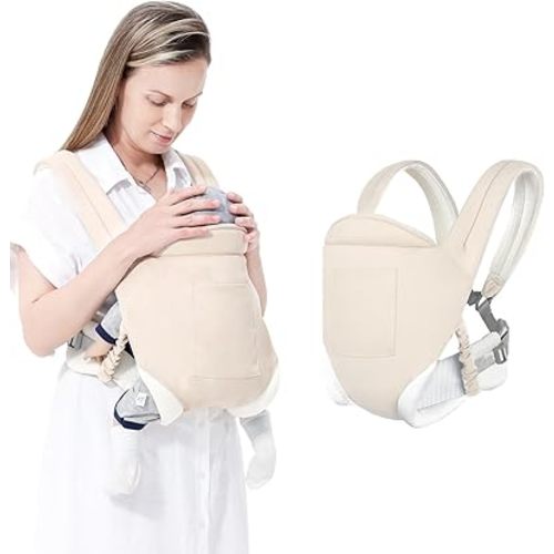 MIAO PAW Baby Sling Carrier, Newborn to Toddler, Adjustable Breathable Carrier, Infant Hip Seat, Nursing Sling Wrap Carries 7-45 Lbs, Beige