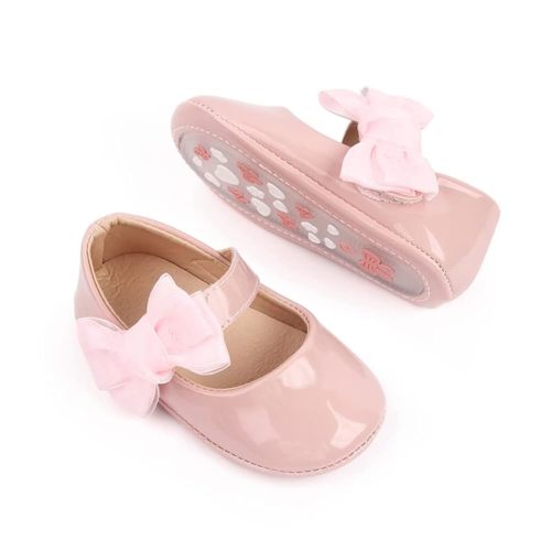 Meckior Infant Baby Girls Soft Sole Bowknot Princess Wedding Dress Mary Jane Flats Prewalker Newborn Light Baby Sneaker Shoes