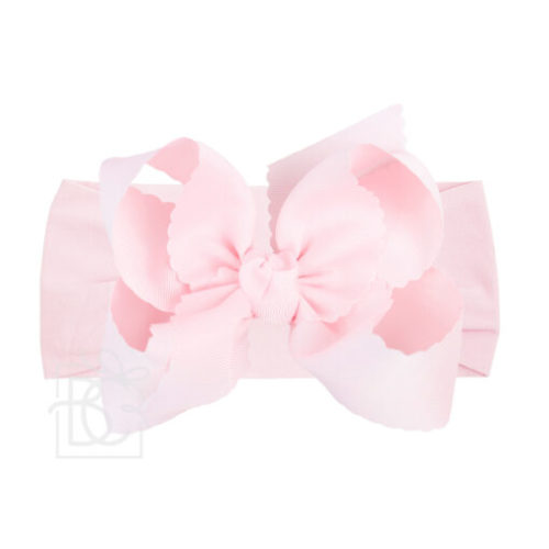 Wide Nylon Headband with Scalloped Edge Hair Bow - Beyond Creations - Hair Bows and Accessories
