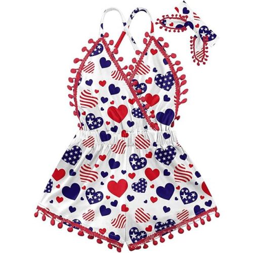 6M-3T Baby Girl Backless Bodysuit Outfit Set Romper Jumpsuit with Headband