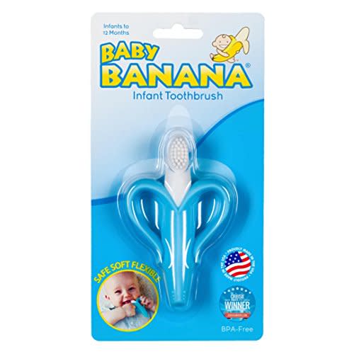 Baby Banana - Blue Banana Toothbrush, Training Teether Tooth Brush for Infant, Baby, and Toddler (BR003B)