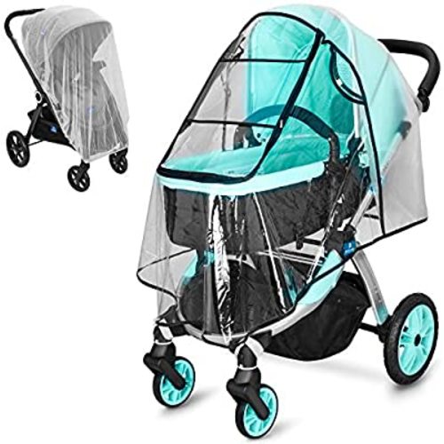 Stroller Rain Cover and Baby Stroller Mosquito Net(2-Piece Set),Baby Travel Weather Shield, Universal, Windproof Waterproof, Protect from Dust Insects