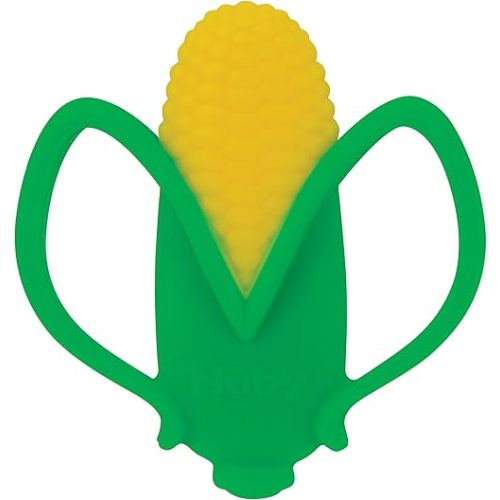Nuby Veggie Teether for Teething Relief - Soft Baby Teething Toy - 3+ Months - Corn