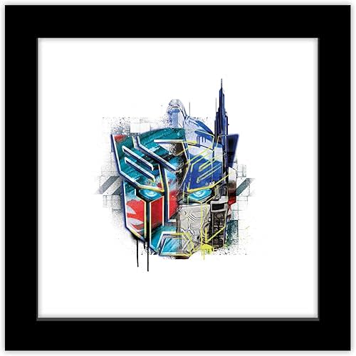 Trends International Gallery Pops Transformers: Battle In Brooklyn - Graffiti Autobot Wall Art Wall Poster, 12" x 12", Black Frame Version