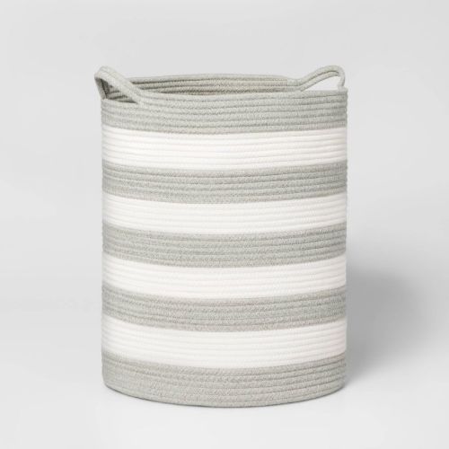 Striped Coiled Kids' Rope Basket - Pillowfort™, Color: Gray, Size: Extra Large