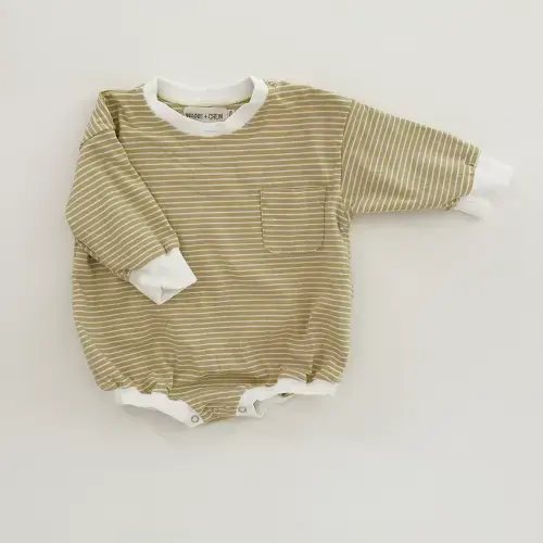 Harley Pocket Romper in Yellow Stripes – Winnie + Crew
