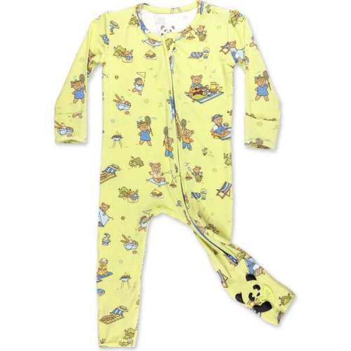 Teddy Bear Picnic Bamboo Convertible Footie, Yellow - Bellabu Bear | Maisonette