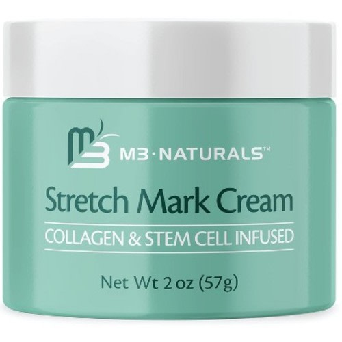 Collagen and Stem Cell Infused Stretch Mark Cream, Stretch Mark Remover Lotion, Scar Prevention Cream, Maternity Skincare Oil, M3 Naturals, 2oz