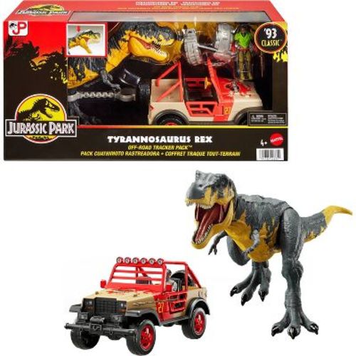 Jurassic World Tyrannosaurus Rex Off-Road Tracker Pack: Action Figure Playset, Ages 4+, 11 Pieces