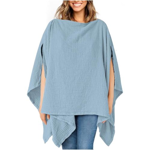 Konssy Muslin Nursing Cover for Breastfeeding, 360° Full Privacy Breathable 100% Cotton Breastfeeding Cover, Multi-use Carseat Canopy(Blue)
