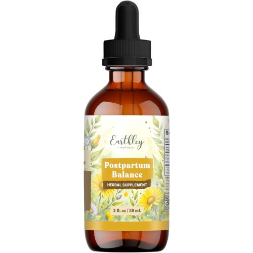 Earthley Wellness Postpartum Balance, Supports and Balances Female Hormones, Supports Postpartum Recovery, Smooths Out Mood Swings, Essential Herbs Like Dandelion Root, Catnip, & Alfalfa (2oz)