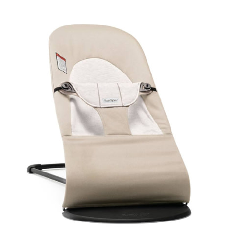 BabyBjörn Bouncer Balance Soft, Cotton/Jersey, Beige/Gray 2-in-1 Adjustable Baby Bouncer Seat and Toddler Chair, Newborn to Toddler (8-29 lbs), 4 Positions, Lightweight & Portable