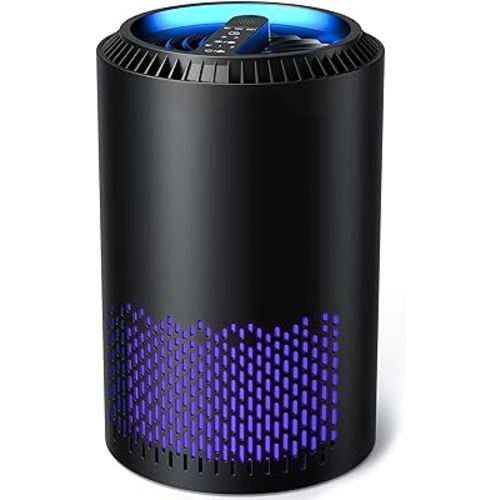 AROEVE Air Purifiers for Home, HEPA Air Purifiers Air Cleaner For Smoke Pollen Dander Hair Smell Portable Air Purifier with Sleep Mode Speed Control For Bedroom Office Living Room, MK01- Black