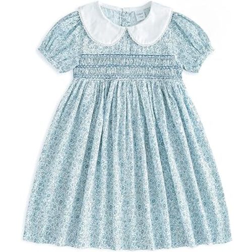Curipeer Little Girls Summer Dress Floral Short Sleeve Cotton Casual Outfits Beach Dress 2-8Y