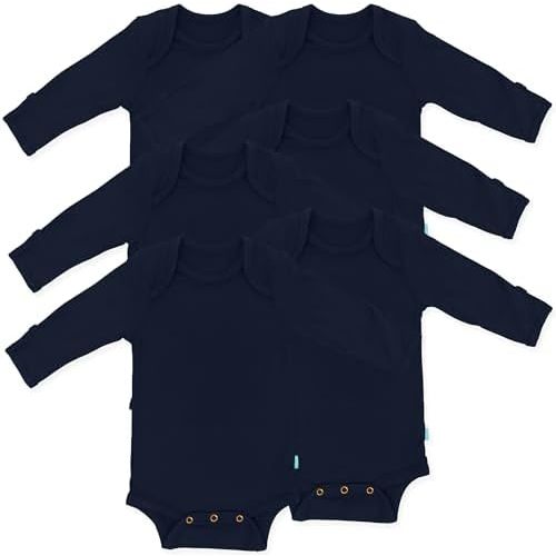 Supersoft Long Sleeve Baby Bodysuits, Premium Bamboo Rayon Bodysuit Unisex Boy Girl 0-3-6-9-18-24 months, 6-pack