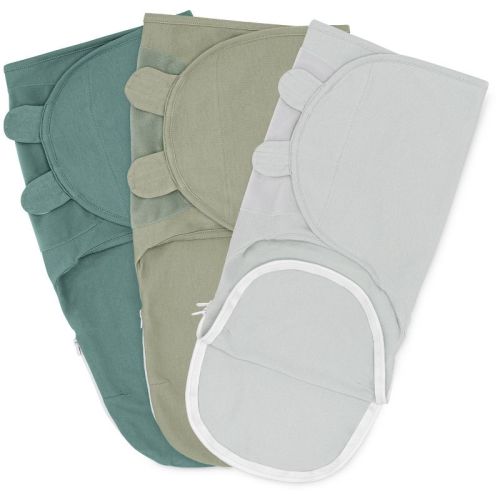 Swaddle Blankets For Baby Girl & Boy With Easy Access Zipper For Diaper Changes Set Of 3 - Large (3-6 Months) - Stone, Sage, Azul