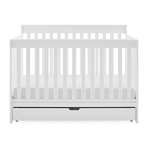Delta Children Mercer Deluxe 6-in-1 Convertible Crib with Trundle in Bianca White