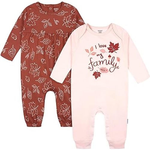 Gerber Baby Girls' 2-pack Long Sleeve Jumpsuit