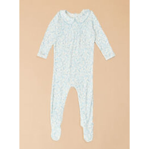 Blue Calico Collar Footie | Tullabee