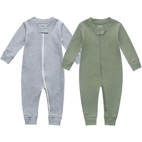 Owlivia Organic Cotton Baby Boy Girl Zip up Sleep N Play, Footless, Long Sleeve