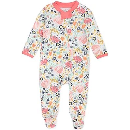 HonestBaby Sleep & Play Footed One-Piece Pajama Sleeper 100% Organic Cotton, Baby Girls