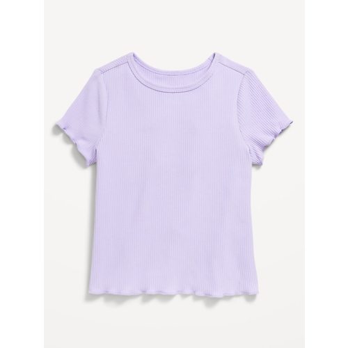 Short-Sleeve Lettuce-Edge Ribbed T-Shirt for Toddler Girls | Old Navy