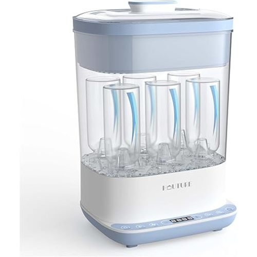 Baby Bottle Sterilizer | Esterilizador de Biberones, 6-in-1 HAUTURE Bottle Sterilizer and Dryer, Electric Steam Bottle Sanitizer for Baby Stuffs, Baby Bottles & Breast Pump Accessories,Blue