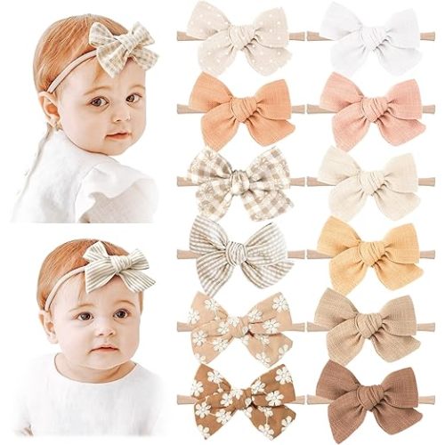 Niceye Baby Girl Bows and Headbands, 12 Packs