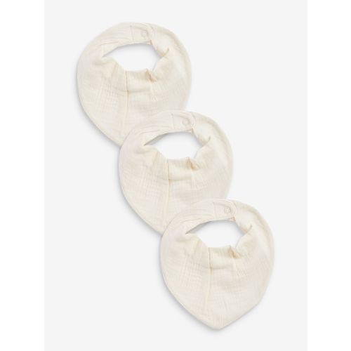 Cream Muslin Baby Dribble Bibs 3 Pack