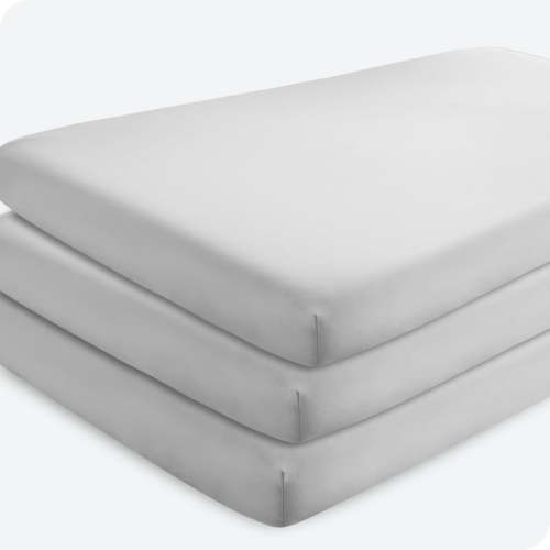 Bare Home 3 Pack Fitted Sheets - Premium 1800 Collection - Ultra Soft - Crib, Cloud Gray
