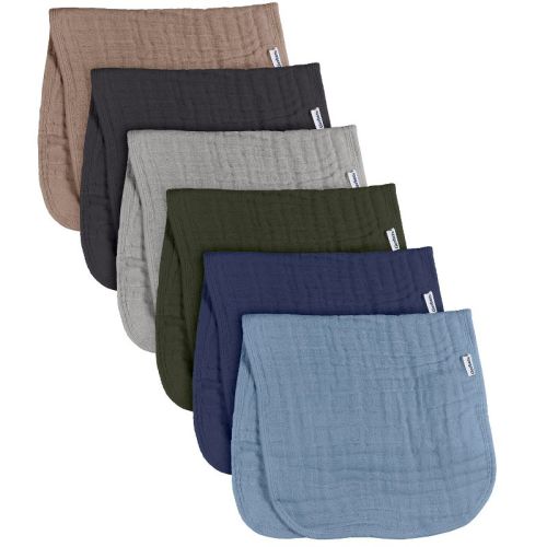 Gerber Baby Boys' Muslin Burp Cloths, 6-Pack, Multi Blue/Browns