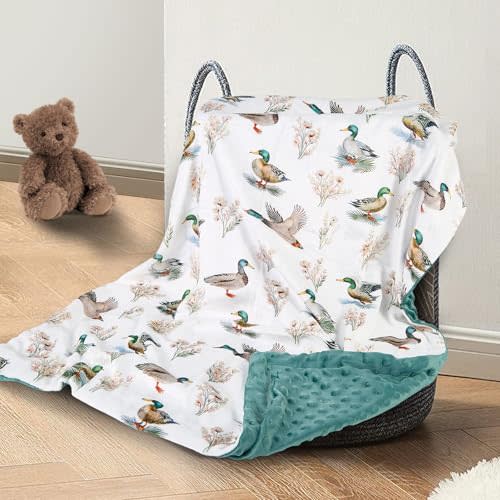 Mallard Duck Baby Blanket for Boys Girls Soft Fleece Minky Blanket with Dotted Backing Double Layer Newborn Toddler Blankie for Nursery Stroller Crib Gift to Son Nephew Grandson 26.5 * 40 Inches
