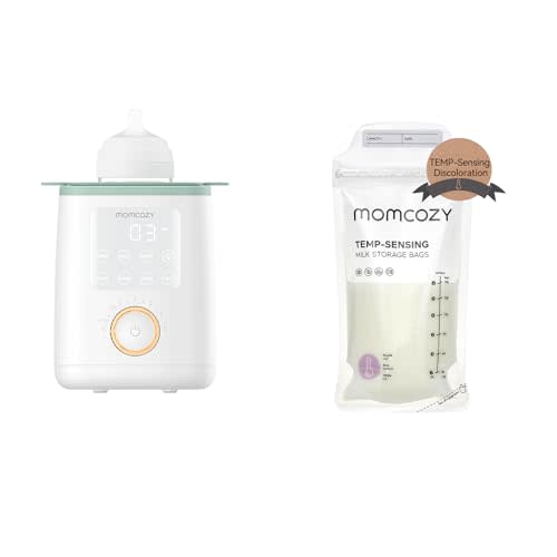 Momcozy Retain Nutrients Bottle Warmer, 9-in-1 & Momcozy Temp-Sensing Breastmilk Storing Bags 200PCS