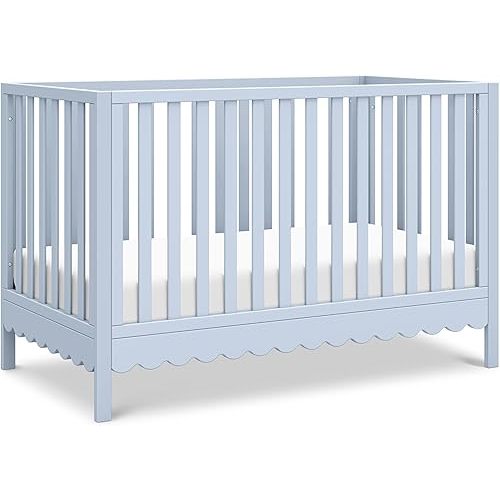 DaVinci Sammy Scallop 4-in-1 Convertible Crib in Powder Blue, GREENGUARD Gold Certified
