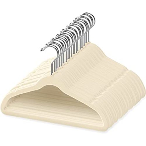 50 Premium Baby Velvet Hangers - 11.8" Inch Non-Slip Baby Hangers, Ultra-Slim Space-Saving Children Hangers - 360° Swivel Hook, Strong & Durable Infant & Toddler Clothes Hangers - Ivory
