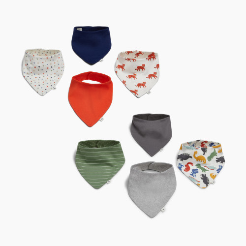 Small Story Bandana Bib (8 Pack) - Green/Red Multi