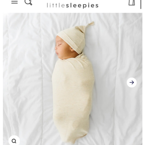 Heather Oatmeal Ribbed Swaddle & Hat Set - Little Sleepies