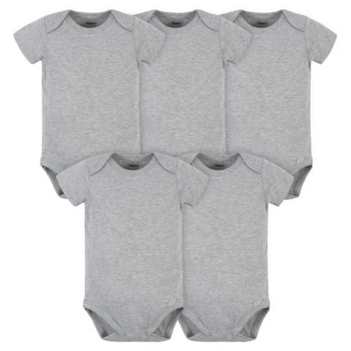 5-Pack Baby Heather Grey Premium Short Sleeve Onesies® Bodysuits
