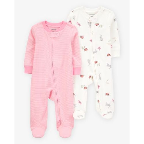 Baby 2-Pack Print 2-Way Zip Cotton Sleep & Play Pajamas - Pink - Carter's | Carter's