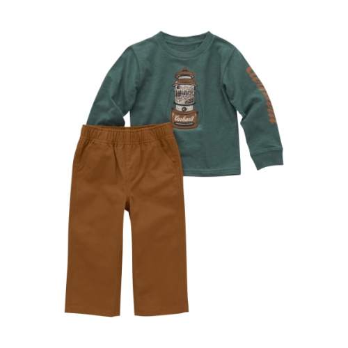 Carhartt Camping Graphic Long-Sleeve T-Shirt and Canvas Pants Set for Babies