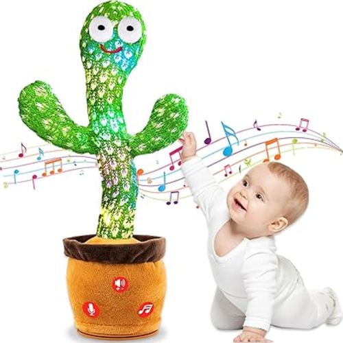 Dancing Talking Cactus Toy (Adjustable Volume) for Baby Toddler Boys Girls Gifts, Singing Cactus Mimicking Toy Recording Repeating What You Say Cactus Baby Toy (Non-rechargeable&Volume Adjustable)