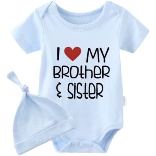 YSCULBUTOL Baby Twins Bodysuit I Love My Sister And Brother Toddler Casual Children Family Clothes Baby Romper