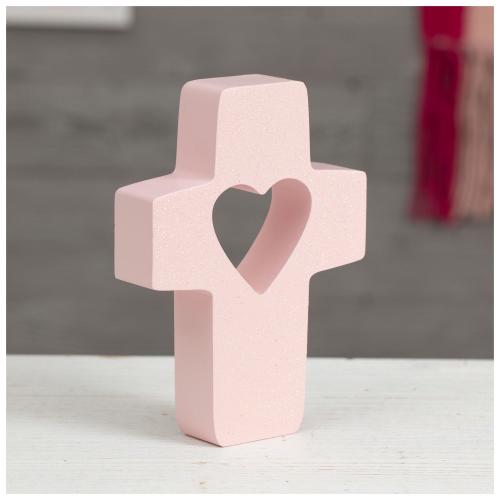 Pink Cross & Heart Wood Decor
