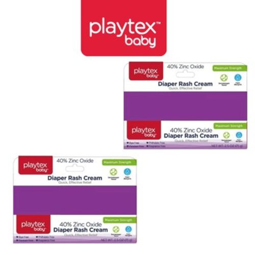 2 Playtex Baby Diaper Rash Cream Maximum Strength 2.5 oz. Quick Effective Relief