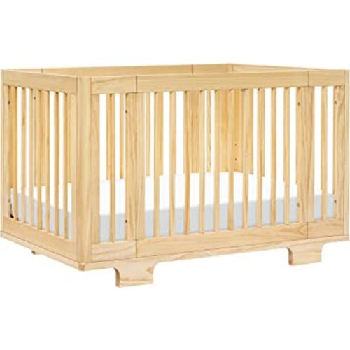 Babyletto Yuzu Convertible All-Stages Bassinet, Midi, Full-Size Crib in Natural, Greenguard Gold Certified, Portable & Adjustable with Conversion Kits and Pads Included