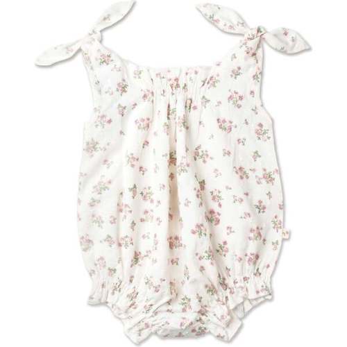 Organic Tie Shoulder Bubble Romper, English Roses - Makemake Organics | Maisonette